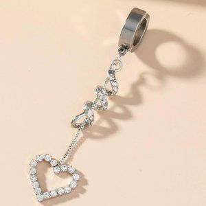 Rhinestone Heart Faux Belly Ring